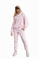 Dres Damski 90% Bawełna Bluza z Kapturem + Spodnie Baby Pink